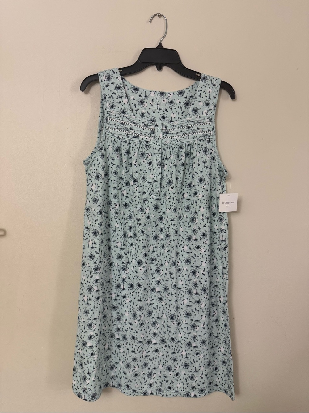 Sleeveless Mint Floral Shift sleeping gown